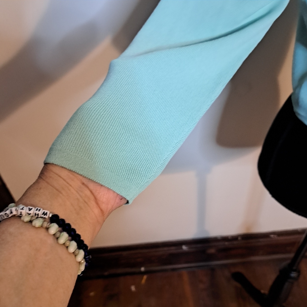 Cozy Aqua Cardigan by Madison Leigh Petite Size 10.. Detailed Embellishments - Picture 5 of 8